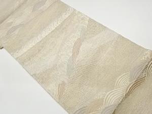 リサイクル　未使用品　姫野織物製　 紗 荒波に流水模様織出し袋帯（未仕立て）
